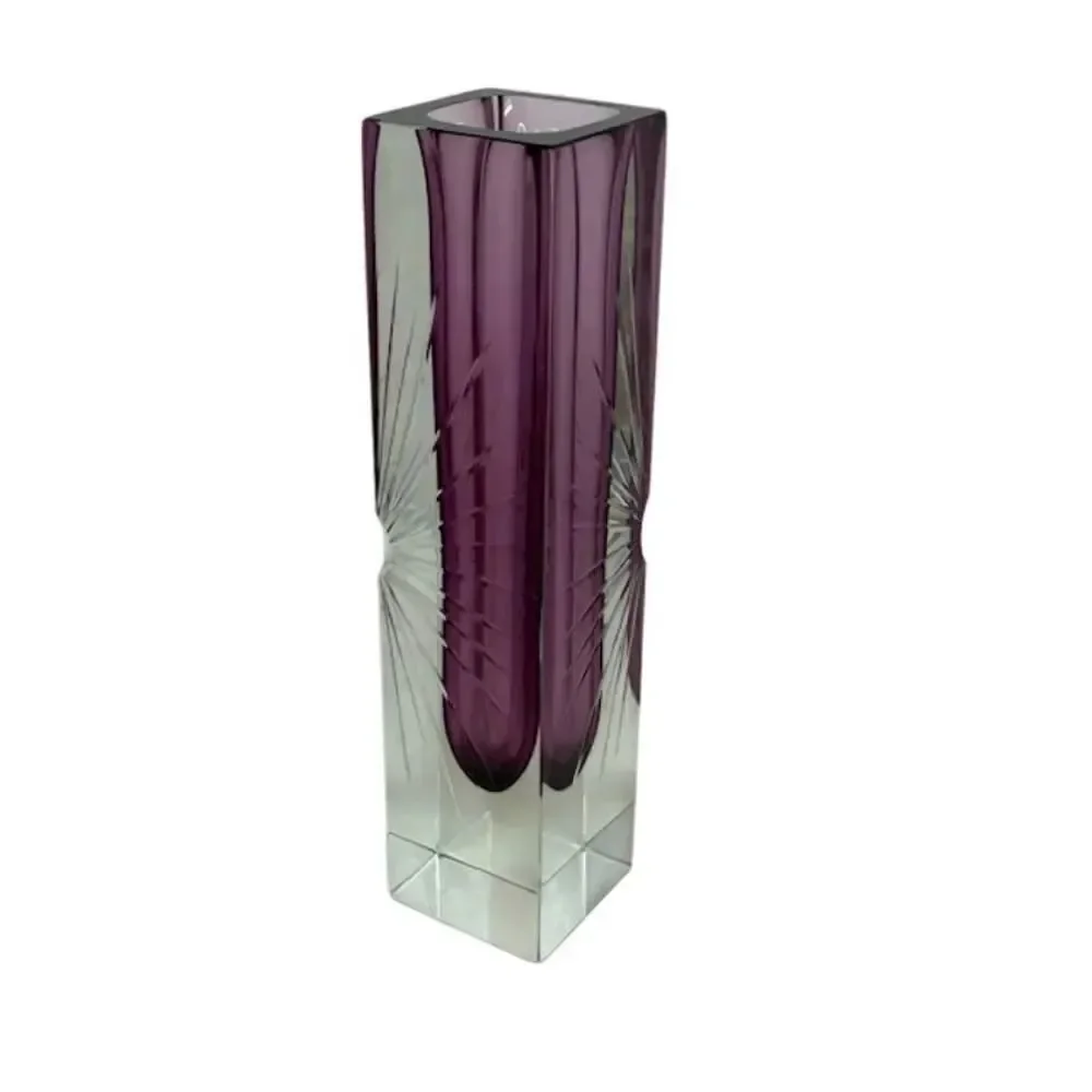 Sommerso Technique Pagnin & Bon Murano glass vase purple pink glass starburst